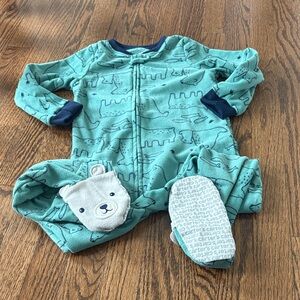 Carter's Teal Bear Print Kids Footie